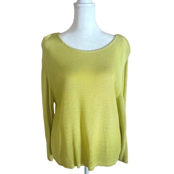 Pow Wow Neon Green Waffle Weave Lightweight Sweater - Picture 1 of 9